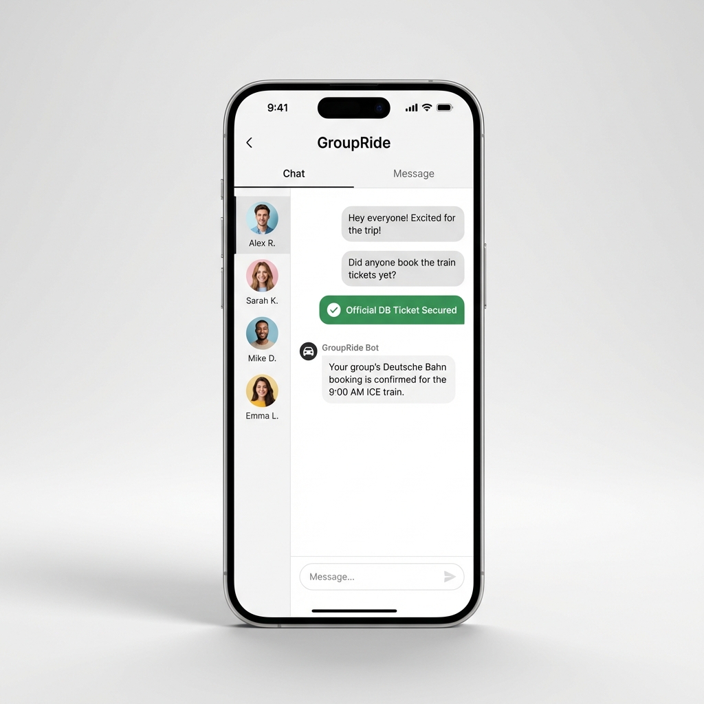 GroupRide App Chat - Kommunikation in der ICE Gruppe